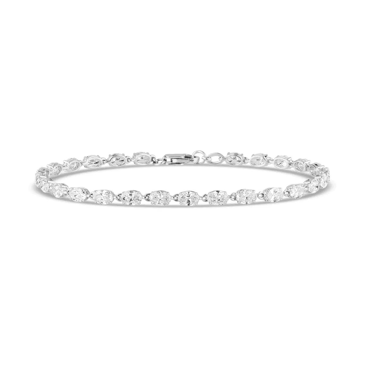 4 Prong Linking Oval Diamond Tennis Bracelet