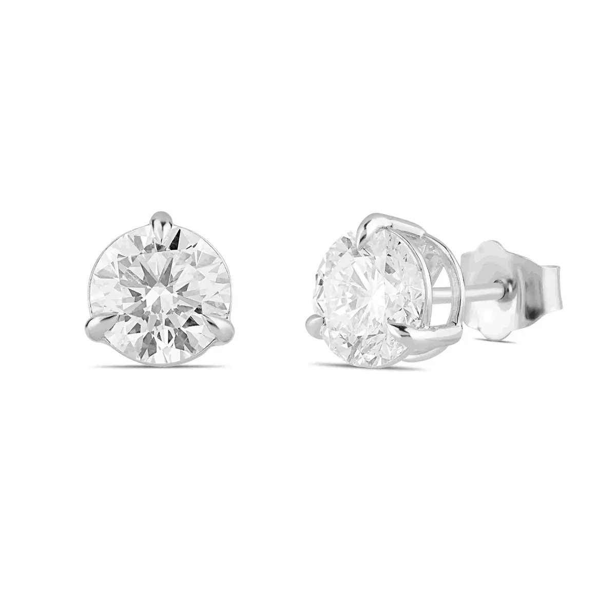 Round Cut Solitaire Diamond Stud Earrings | Three-Prong Basket Setting