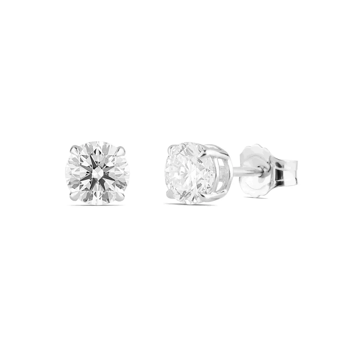 Round Brilliant Solitaire Diamond Stud Earrings | Four-Prong Basket Setting