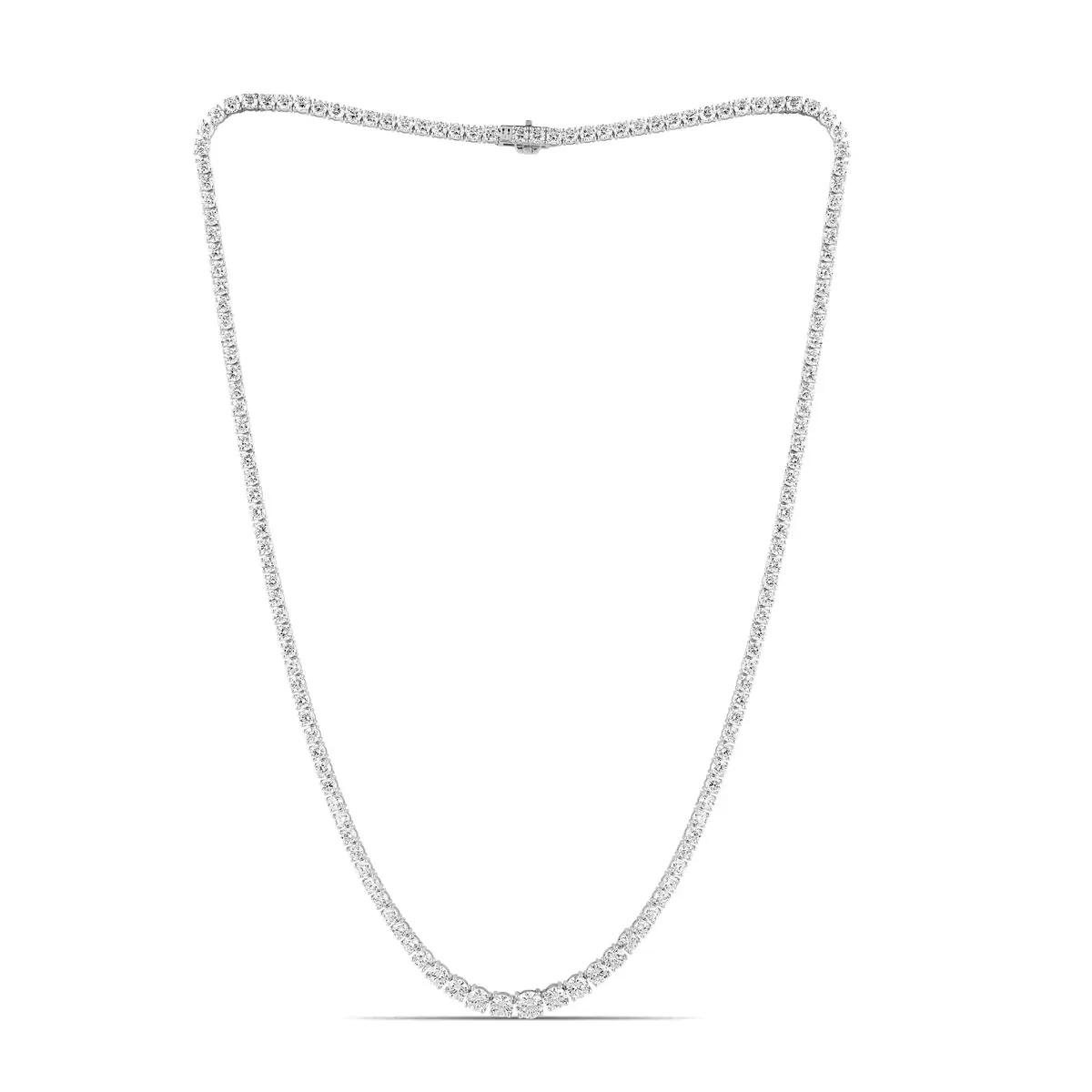 Round Diamond  Graduate Tennis Necklace | Classic Four Prong Diamond Necklace
