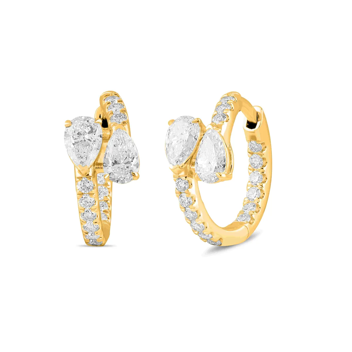Pear Diamond Huggie Hoop Earrings
